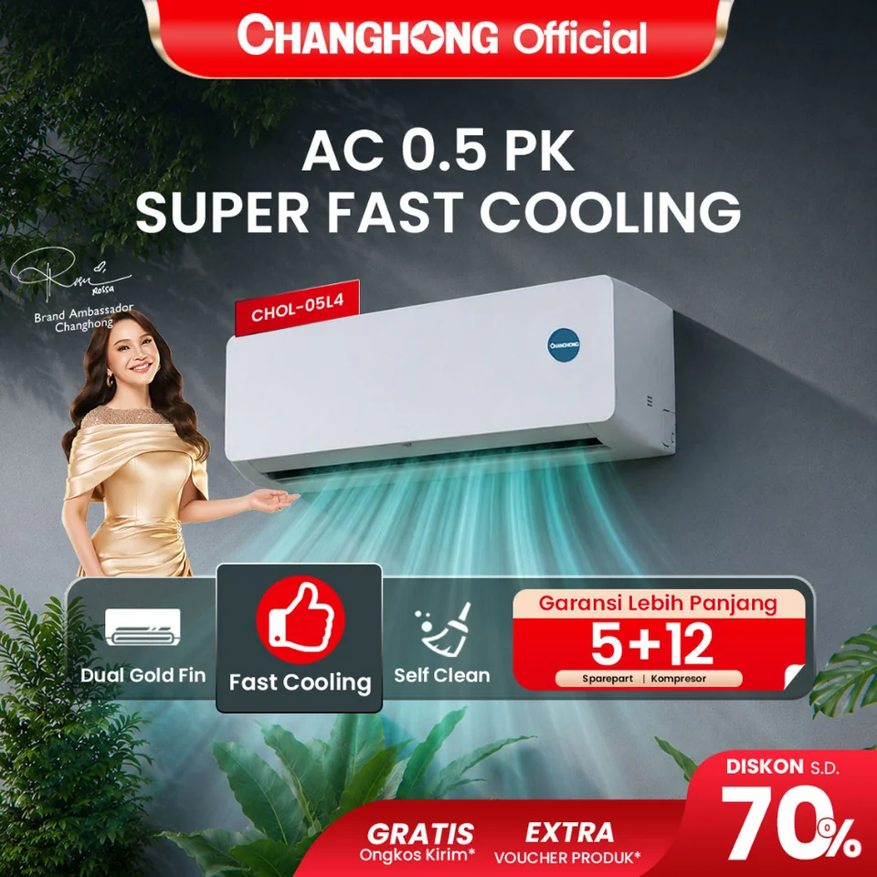 AC Changhong 0.5 PK Fast Cooling dengan fitur ECO Mode untuk hemat listrik