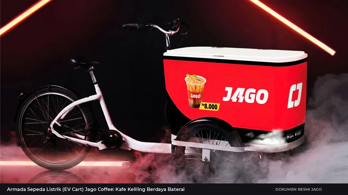 Armada Gerobak Sepeda Listrik EV Cart Kopi Jago Berdaya Baterai