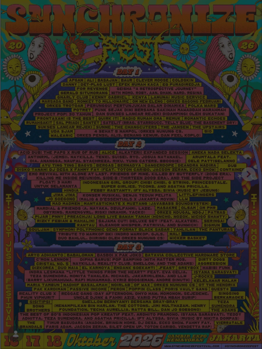 Poster Resmi Full Lineup Synchronize Fest 2026 Gambir Expo Kemayoran