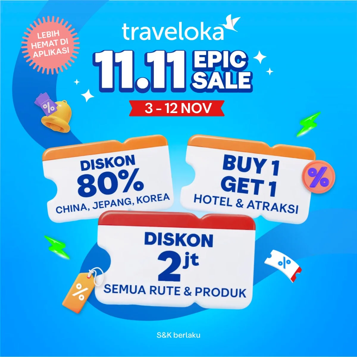 Promo Traveloka 11.11 Spesial Diskon Tiket dan Hotel